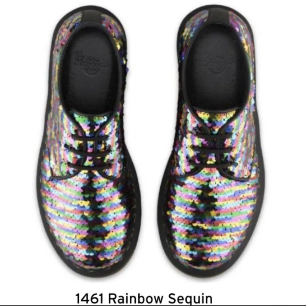 Sparkly Doc Dr Martens 1461 Sequin Rainbow Silver 24597